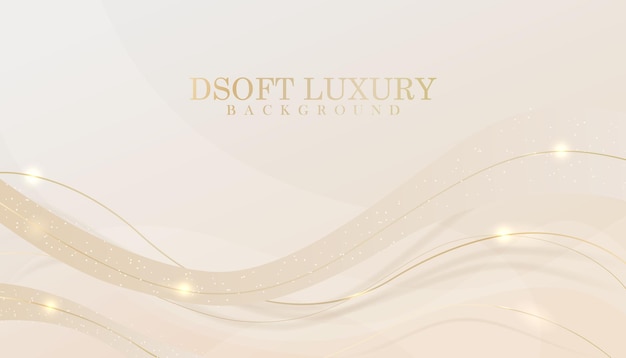 Elegant pastel light brown abstract background combined with golden line curve elements design eleme