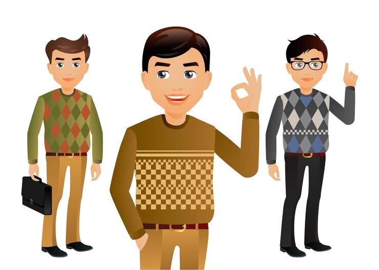 Vector elegant peoplemen in fashion clothes