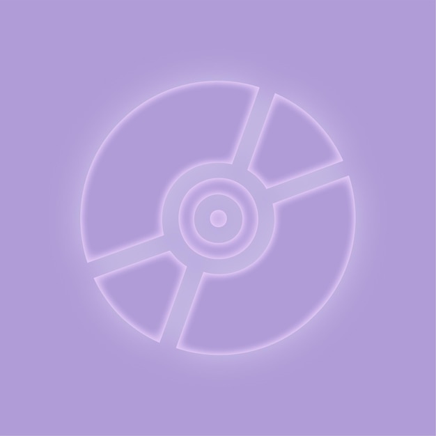Elegant Purple Glow Effect CD Disk Icon on Purple Background