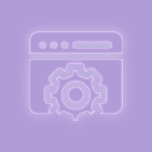 Elegant Purple Glow Effect Web Development Icon on Purple Background