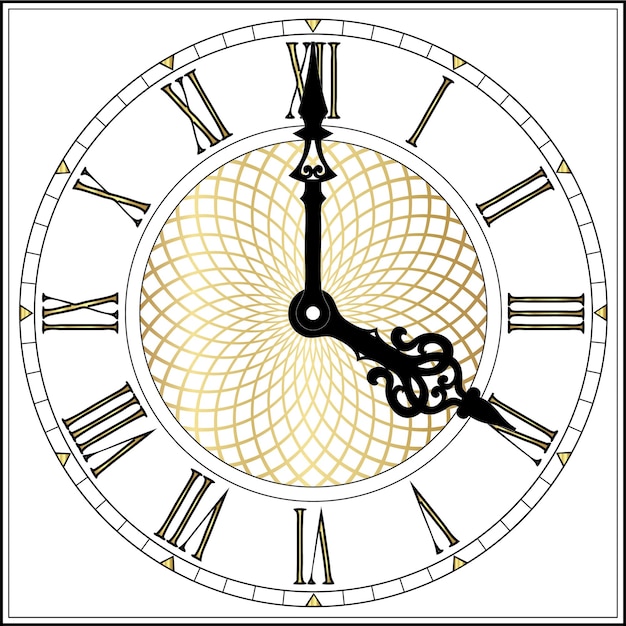 elegant roman numeral clock with golden decoration