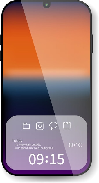 Elegant Smartphone Interface With Gradient Background And Weather Details