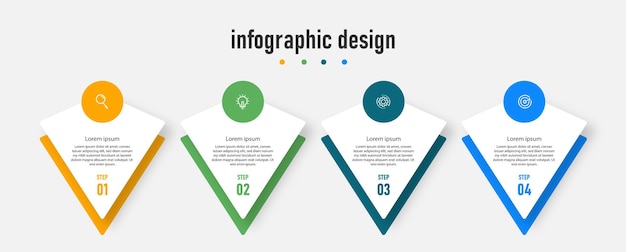 elegant steps infographic design template with 4 step premium vector