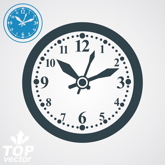 Elegant vector wall clock with stylized clockwise, additional version included. Business time idea eps 8 high quality vector illustration. Time management conceptual symbol. Web design element.