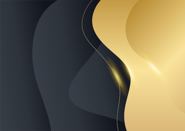 elegant wavy black gold background with overlap layer. suit for business, corporate, institution, party, festive, seminar, and talks
