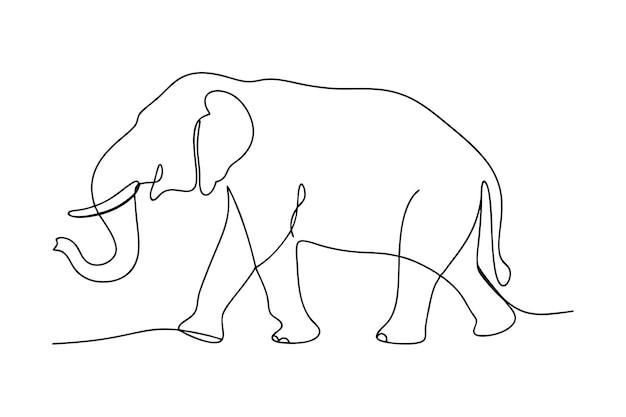 Elephant Single Line Drawing