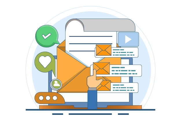 email marketing strategy concept or email campaign or sending emails to potential customers
