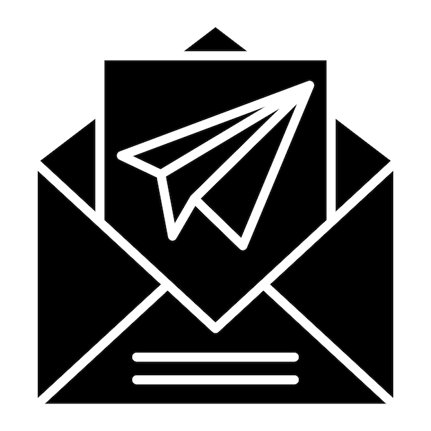 email sent glyph solid black illustration