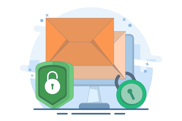 email service security concept or protecting online access to email in an electronic mailbox