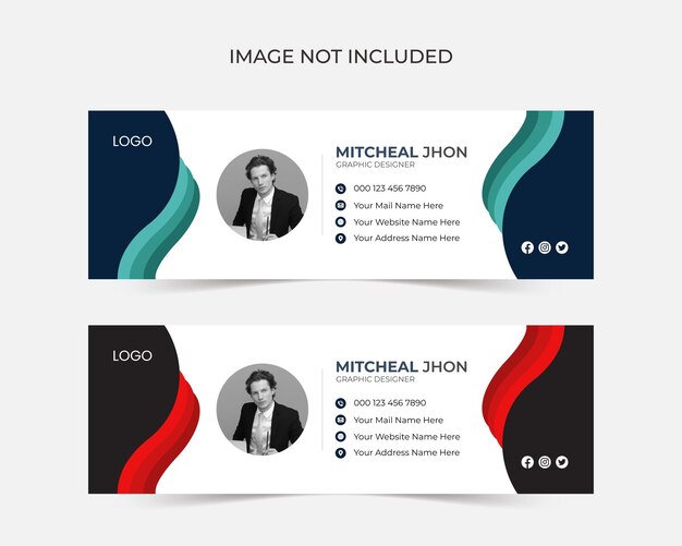 Email signature or facebook cover template and email footer and personal social media cover design