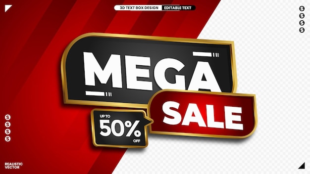 embossed mega sale promo label with editable text