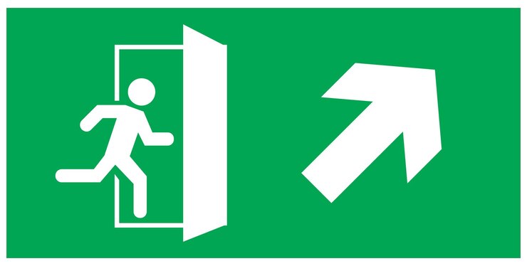 Vector emergency exit sign running man icon to door green color arrow vector warning sign plate warning