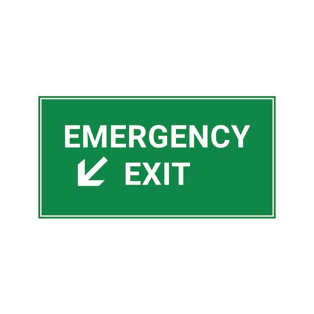 Emergency Exit Sign with Arrow Pointing Down and Left