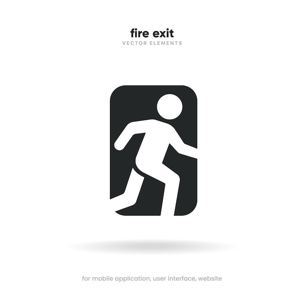 Emergency fire exit door icon Red and green exit signs with different directions