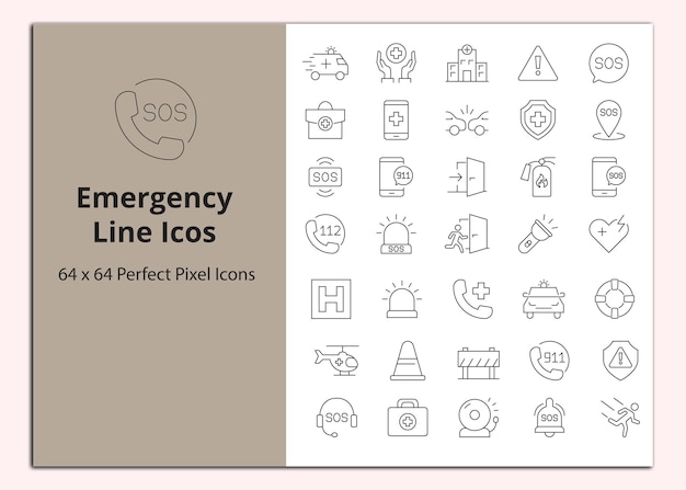 Emergency Line icons vectors set