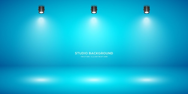 empty blue studio abstract background with spotlight effect product showcase backdrop stage lighting