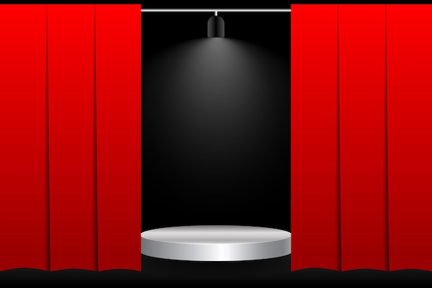 Empty Podium Red stage background template design.