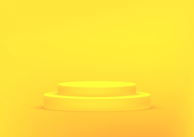 Empty podium studio yellow background 