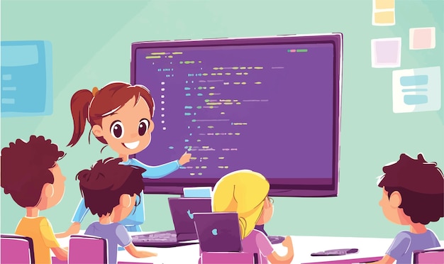 engaging teacher explaining fundamental coding concepts
