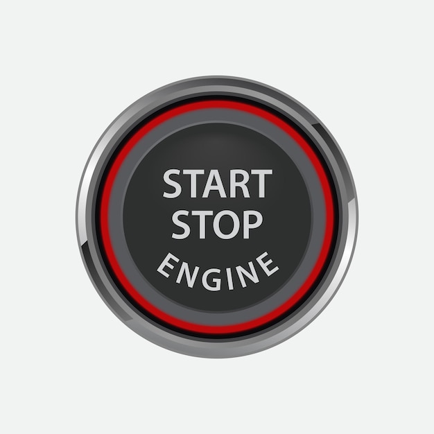 engine start stop button with a red glow