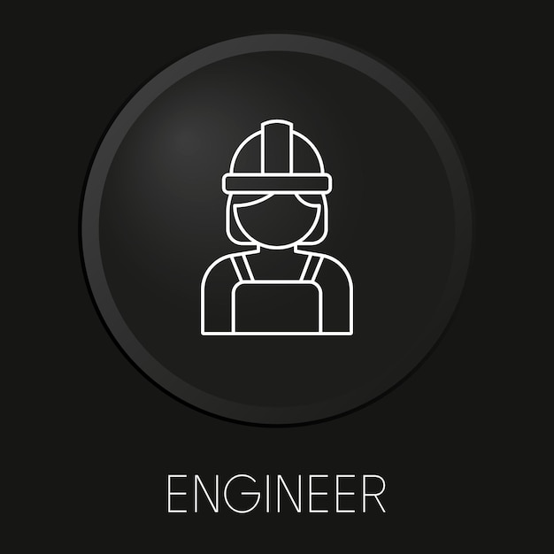 Engineer minimal vector line icon on 3D button isolated on black background Premium Vector