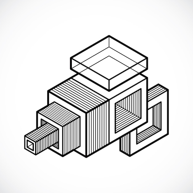 engineering abstract shape, 3d vector polygonal figure.