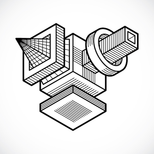 Engineering abstract shape, vector polygonal figure.