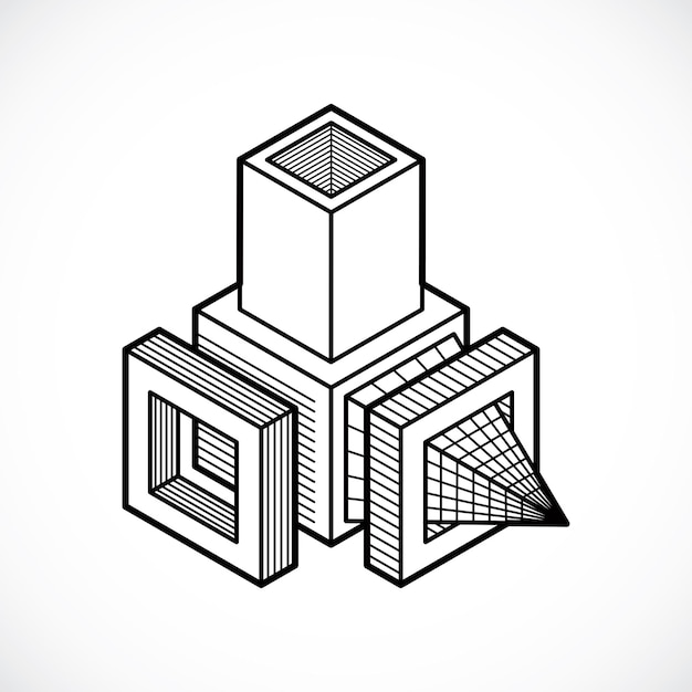 Engineering abstract shape, vector polygonal figure.