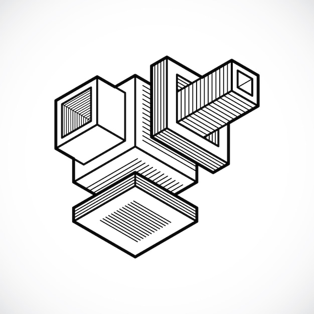 Engineering abstract shape, vector polygonal figure.