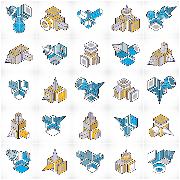 engineering constructions collection, abstract vectors set.