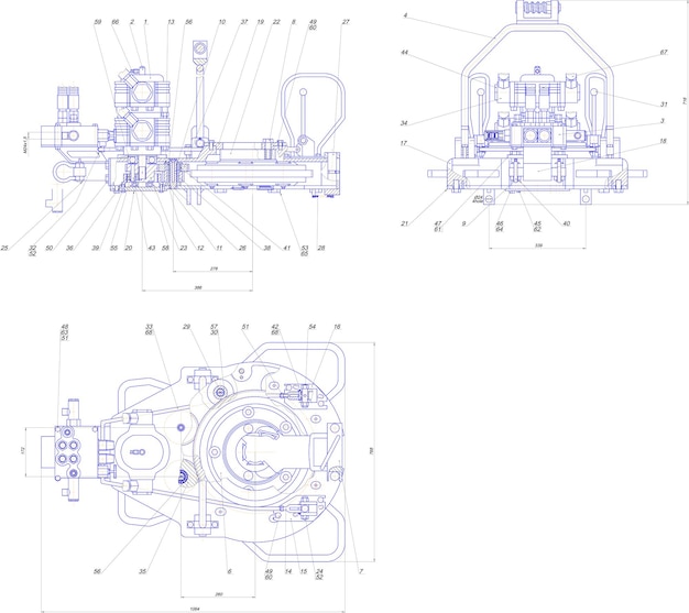 Engineering drawing of industrial equipment