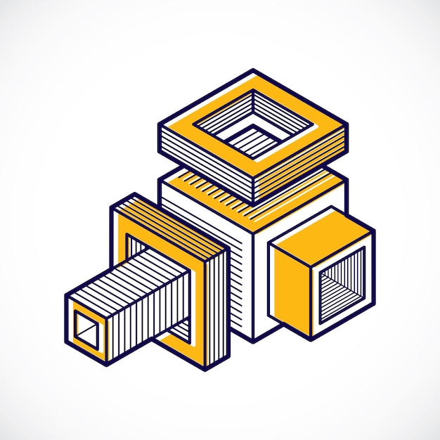 engineering three-dimensional construction, abstract vector trigonometric shape.