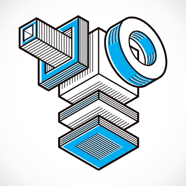 Engineering three-dimensional construction, abstract vector trigonometric shape.