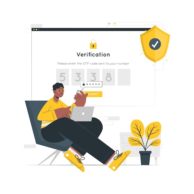 Enter OTP Flat Illustrations vector