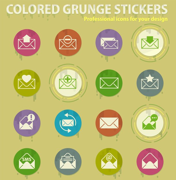 Envelope colored grunge icons
