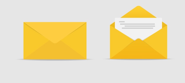 envelope icon realistic blank white letter paper template open and closed  stock