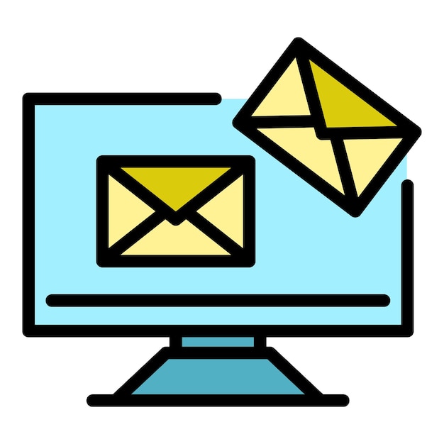 Envelope monitor icon Outline envelope monitor vector icon color flat isolated