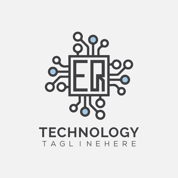 EQ initial monogram for technology logo with Rectangle style design
