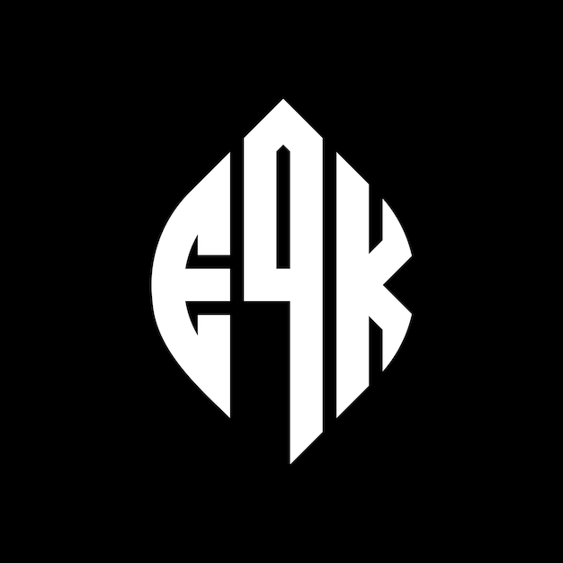 EQK circle letter logo design with circle and ellipse shape EQK ellipse letters