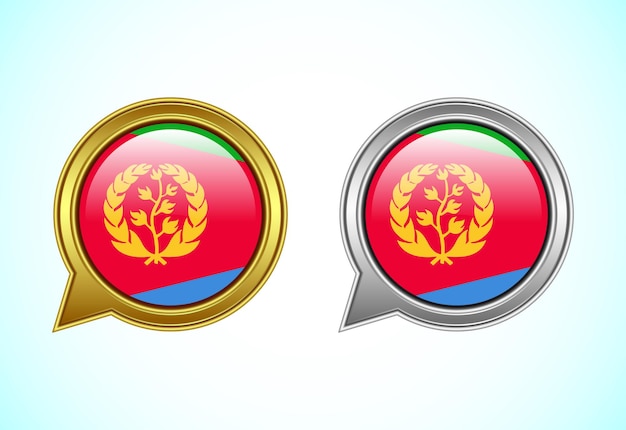 Eritrea flag speech bubble Speaking flag icon in gold and silver color