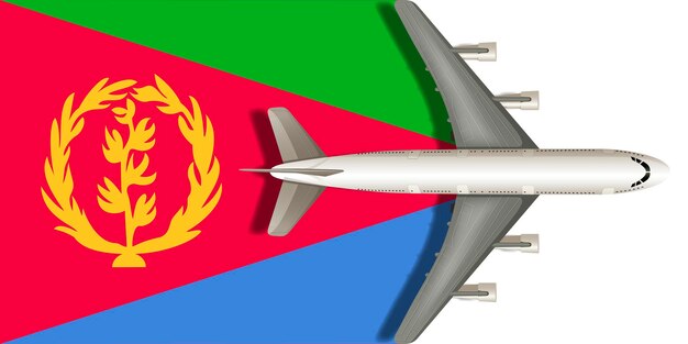 eritrea flag with airplane flying over it vector image