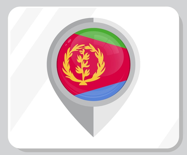 Eritrea Glossy Pin Location Flag Icon