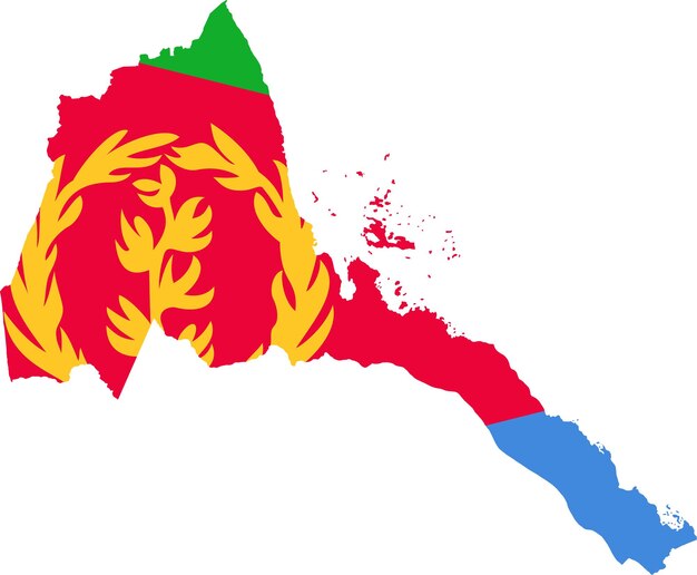 eritreas flag on map outline