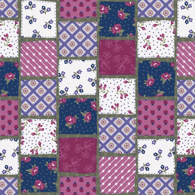 ethnic floral and geometric motifs fabric patchwork abstract vector seamless pattern
