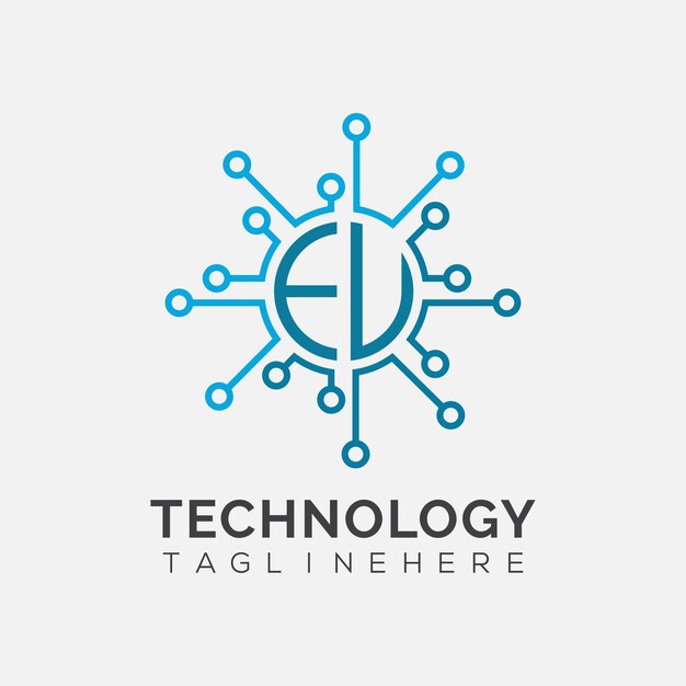 EU initial monogram for technology logo with circle style design
