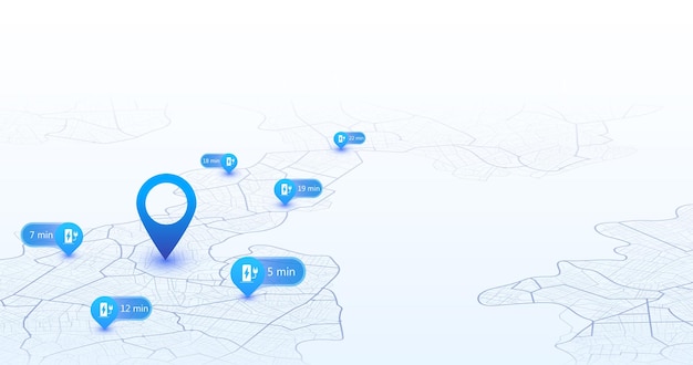 ev charging station location mark on gps navigation map a lot with fast supercharger station path