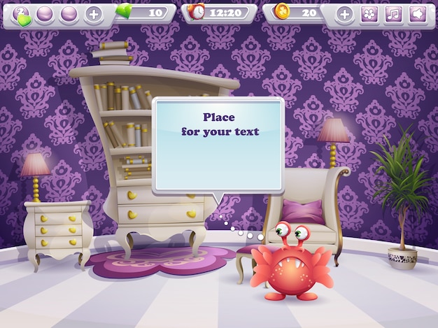 Example of a dialog box for computer games and web design