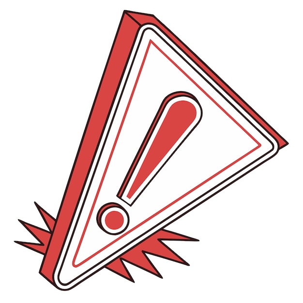 Exclamation icon alert doodle style attention sign illustration