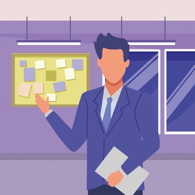 Executive businessman with clipboard