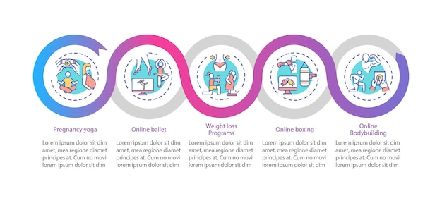 Exercising programs vector infographic template. Data visualization with 5 steps.